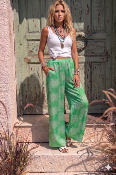 Pasaklı Giyim Γυναικείο Αυθεντικό Παντελόνι Μποέμ με Ελαστική Μέση, Φαρδιά Μπ...