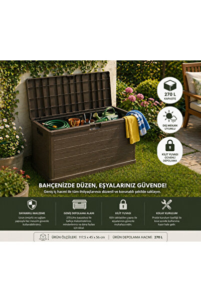 CSB STORE Kahverengi Plastik Saklama Kutusu 117x45 cm
