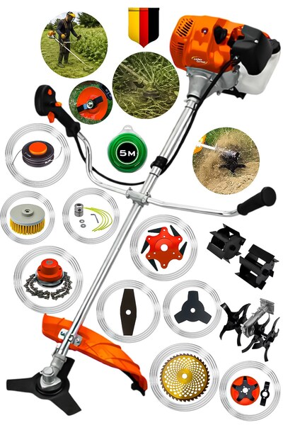 Lieber German 13 Pcs Full Setli Yan Tipi Benzinli Ot Çalı Çim Biçme Tırpanı T...