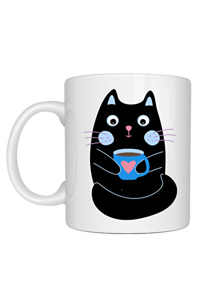 Generic Brand Cute Black Cat Printed Porcelain Mug Model 198 – Mug with Cat D...