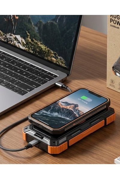 Lisinya Güneş Enerjili 20000 mAh Powerbank Hızlı Şarj ve Kablosuz Şarj Destekli Dayanıklı Tasarım -