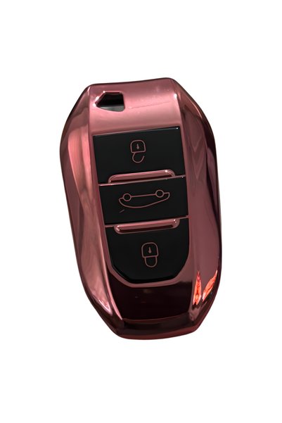 AutoHan Keys غطاء حماية المفتاح، متوافق مع بيجو 308، 508، 2008، 3008، 4008، 5008، ريفتر وجراندلاند إكس، باللون الوردي