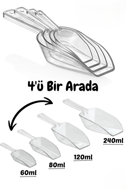 AVCILAR PLASTİK Dörtlü Erzak Küreği Kristal Set , Un, Şeker, Erzak, Bakliyat,...