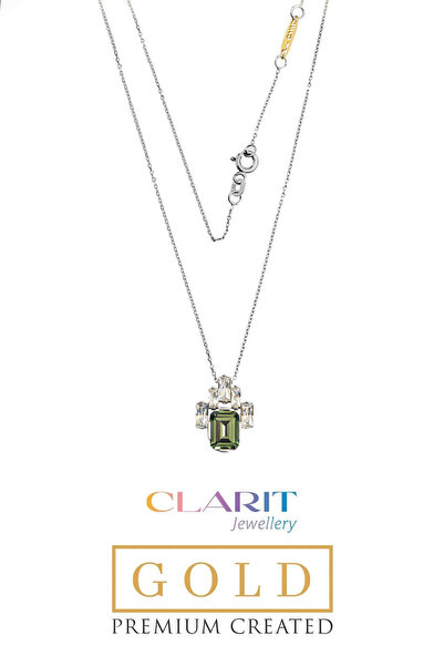 So CHIC... Created Tourmaline Taşlı Clarit Serisi 42 Cm 8 Ayar Beyaz Altın Kolye