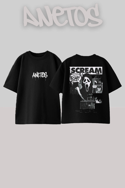 Anetos Crna pamučna majica sa štampanim dizajnom iz filma "Scream"