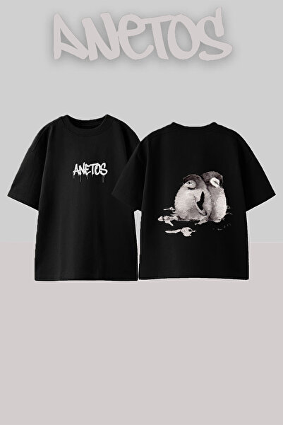 Anetos Μπλουζάκι με σχέδιο Baby Penguins, με στάμπα στην πλάτη, βαμβακερό, μα...
