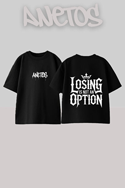 Anetos Μπλουζάκι Losing Option Design με στάμπα στην πλάτη, βαμβακερό, μαύρο,...