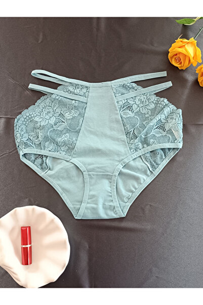 ZENA UNDERWEAR Shay Lace High Waist Women's Underwear Panties with String Det...