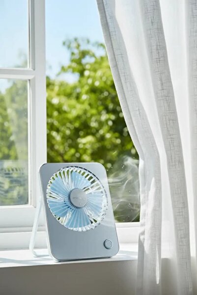 Miniso Lisanslı Makaron Serisi Katlanabilir Mini Fan Mavi – Şarj Edilebilir T...