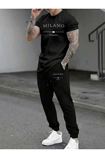 PAVRO Set de trening unisex oversize, cu imprimeu mixt, confortabil, din două...