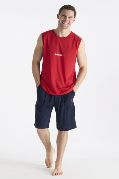 U.S. Polo Assn. 19010 Erkek Kolsuz Şort Pijama Takımı