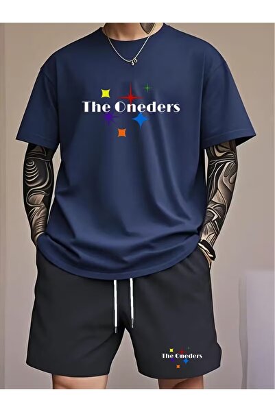 PAVRO Unisex Oversize Σετ Σορτς με Μπλούζα και Σορτς, Άνετο Σετ με Μικτά Τυπω...