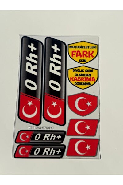 OTO SÜSLEN İSTANBUL Kan Grubu Ve Uyarı Sticer Seti Orh+ Motosiklet ve Araç Uy...