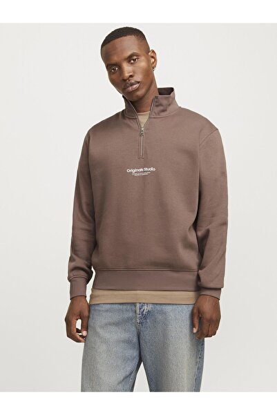 Jack & Jones Hanorac cu jumătate de fermoar, cu text. Hanorac cu jumătate de ...