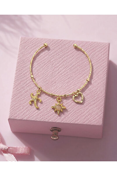 Gleemy accesories Gold Renk Çoklu Charm (Kalp, Kutup Yıldızı, Deniz Yıldızı) ...
