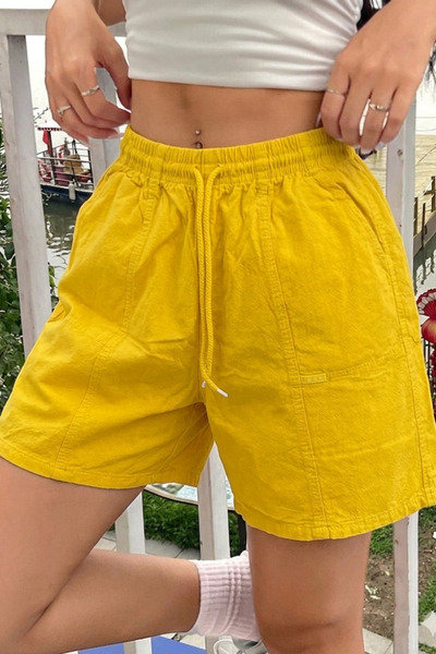 Tarz Cool Γυναικείο καλοκαιρινό σορτς από 100% βαμβάκι με ελαστική μέση και ά...