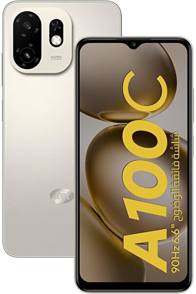 İtel A100c, Dual SIM, 128GB Storage, 4G Smartphone, Titanium Gold, Android 14...