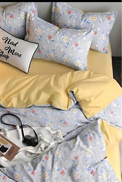 İQON Σεντόνι με λάστιχο τεμάχια Σετ παπλωματοθήκης Μονό Κίτρινο Χαμομήλι