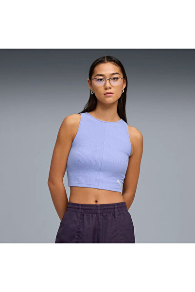 Puma WARDROBE ESS Ribbed Crop Top Mor Kadın Crop Üst