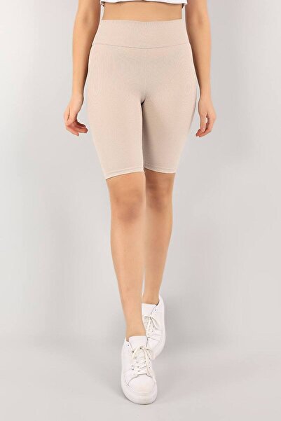 GKN FASHİON Ψηλόμεσο σορτς από λύκρα με ραβδώσεις