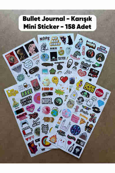 hdsticker 158 Adet Karışık Sanat Komik Art Bullet Journal Defter Ajanda Lapto...