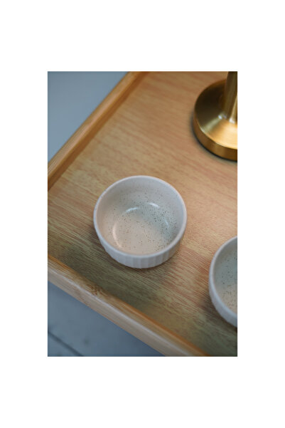 Millennium Shop 3'lü Seramik Krem Renkli, Tarçın Desenli, Sosluk, Çerezlik, Lokumluk Mini Kase 7 x 3,5 cm