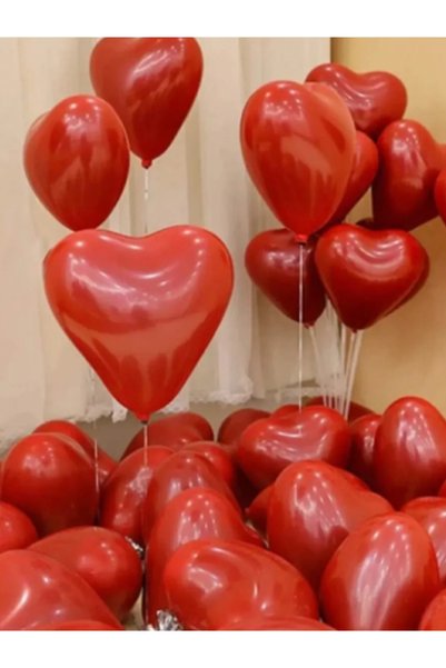 Balonsan بالون لاتكس أحمر على شكل قلب 25 قطعة
