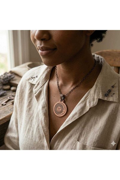 Zib Grips Velvet Copper Sun Moon Copper Pendant Handmade Boho Spiritual Gift