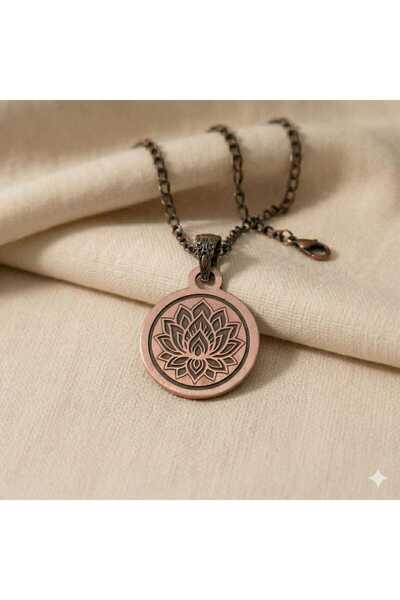 Zib Grips Velvet Copper Lotus Mandala Bakır Kolye El Yapımı Boho Spiritüel He...