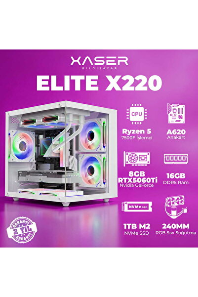 XASER Elite X220 Ryzen 5 7500F 16GB DDR5 Ram 1TB M.2 NVMe SSD 8GB RTX5060 Ti ...