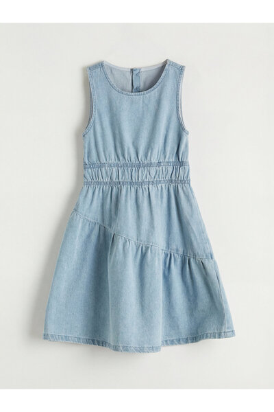 LC Waikiki Rochie din denim pentru fete cu guler rotund