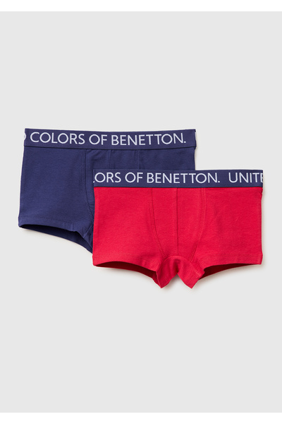 United Colors of Benetton Erkek Çocuk Mix Beli Logo Baskılı 2'li Boxer Seti