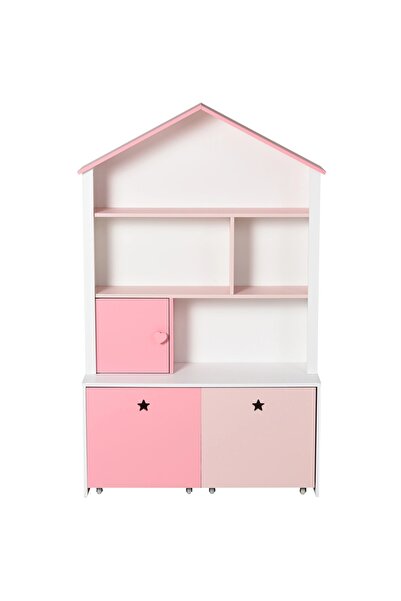 OEM Re-Bloom ντουλάπι αποθήκευσης παιχνιδιών, MDF, λευκό/ροζ, 80 x 34 x 130 εκ.