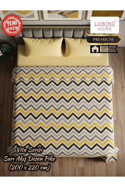 LUWİNO HOME Double Pique, Bedspread 100% Cotton Vita Series 200 X 220 cm