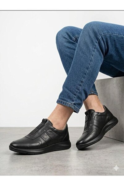 Lütfi Men's Genuine Leather Lightweight Orthopedic Sole Casual Shoes