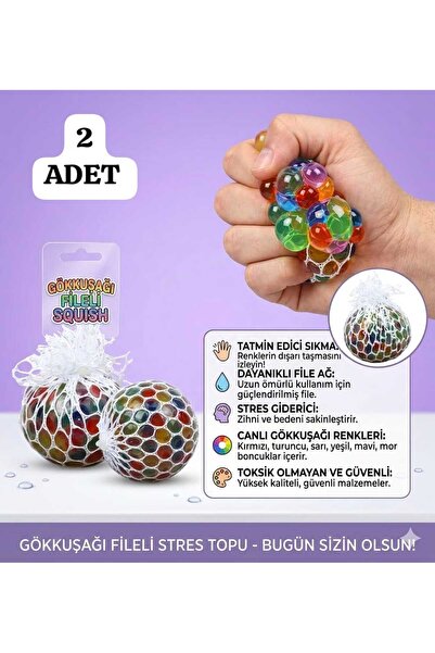 ÇEÇEN HOME ( 2 Adet) Stres Atıcı Sıkılan Stres Topu ,Squishy Beyin Oyuncak, M...
