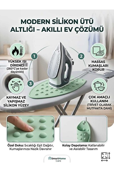 LOVYCO Yanmaz Yapışmaz Silikon Ütü Altlığı Isıya Dayanıklı Kaymaz Ütü Matı Pe...