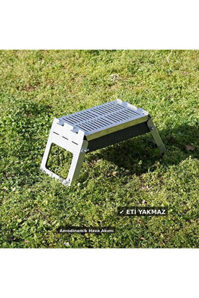 UYART HOME Katlanabilir Mini Mangal V2 Paslanmaz Izgaralı Kamp Piknik Balkon ...
