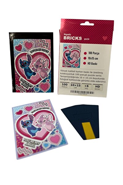 ydn Stitch Manyetik Puzzle 100 Parça Çerçeveli Tasarım Dekoratif Eğitici Oyun...