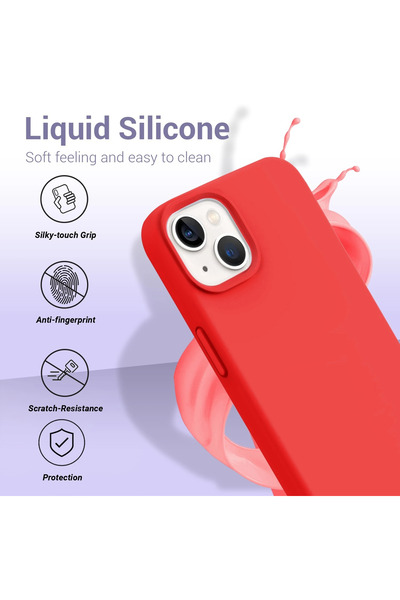 CaseHub حافظة لهاتف iPhone 14 PLUS / 15 PLUS، غطاء من السيليكون المرن غير المخملي مع شاشة غير لامعة وكاميرا مرتفعة
