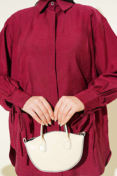 Lavanta Tekstil Πουκάμισο Oversize με λεπτομέρεια από πιέτες και κορδόνι στον...
