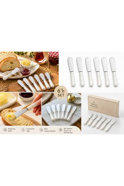 Dia 6 Parça Tereyağı Sürme Bıçağı Seti – Mini Spatula, Şık Tasarım, Kahvaltıl...