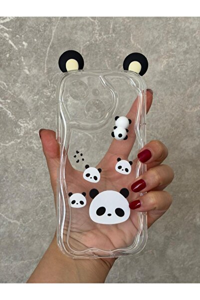 TechTrove Tecno Spark 40C İçin Uyumlu 3D Kulaklı Sevimli Panda Figürlü Şeffaf...