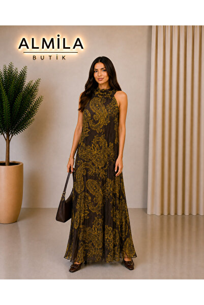 ALMİLA MODA DESENLİ ELBİSE