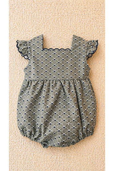 Molini aurelle kız bebek desenli bubble romper -vintage kanat kollu premium t...