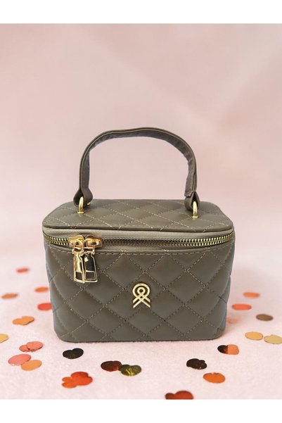 ahsenaksesuar2025 Faux Leather Black Diamond Patterned Mini Gold Buckle Chain...