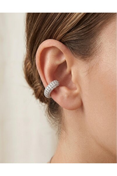 Vivante Xuping Zirkon Taşlı Bombeli Ear Cuff Kıkırdak Küpe Deldirme Gerektirm...