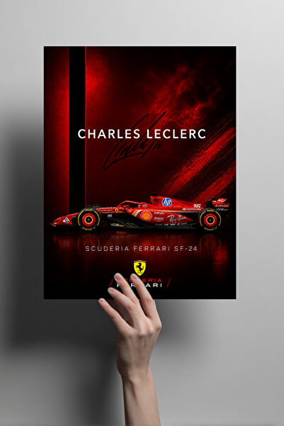 Metalino Charles Leclerc Minimalist Metal Poster – F1 Dekoratif Duvar Tablosu