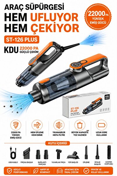 SONREİR ST-126 Plus 22000Pa Kablosuz Araç Süpürgesi Güçlü Çekim Üflemeli Diji...