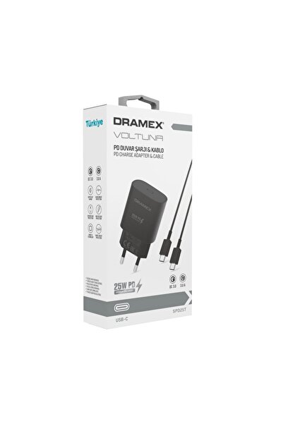 Dramex 25W PD Hızlı Şarj Adaptörü + Type-C Kablo (SPD25T)